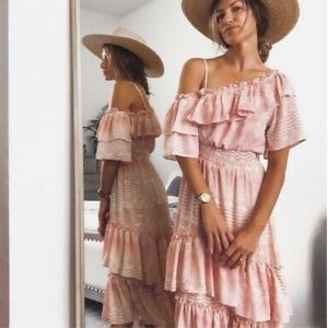 MISA Los Angeles Gaga pink/white dress